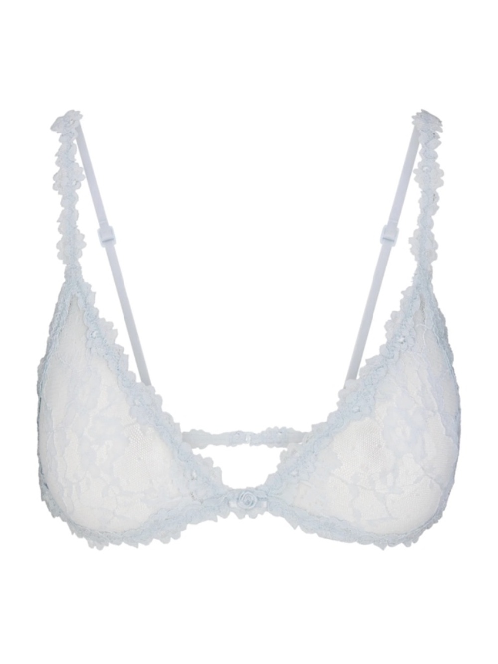 Skims Stretch Lace Triangle Bralette in Powder Blue; Like New, Size Large